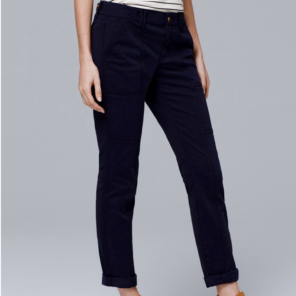 White House Black Market Straight Cropped Pants, Sz 8, in Classic Navy